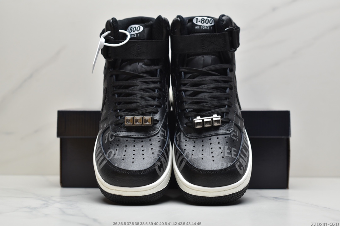 240 公司级 耐克Nike Air Force 1 '07 Premium ”Toll Free”黑色高帮 CU1414-001