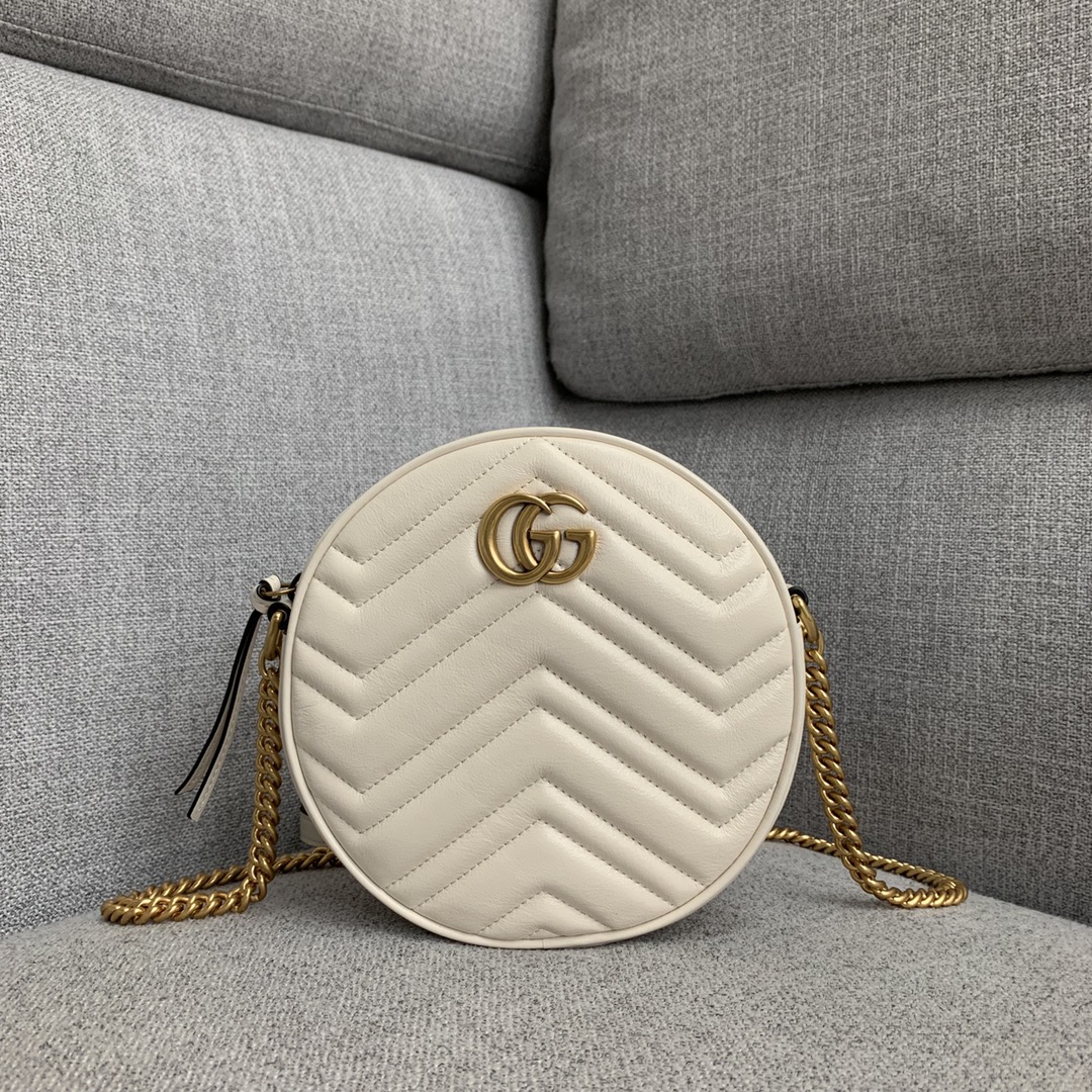 Gucci Marmont Sacos Bolsa cilíndrica Pele de vitelo Couro vaca Correntes