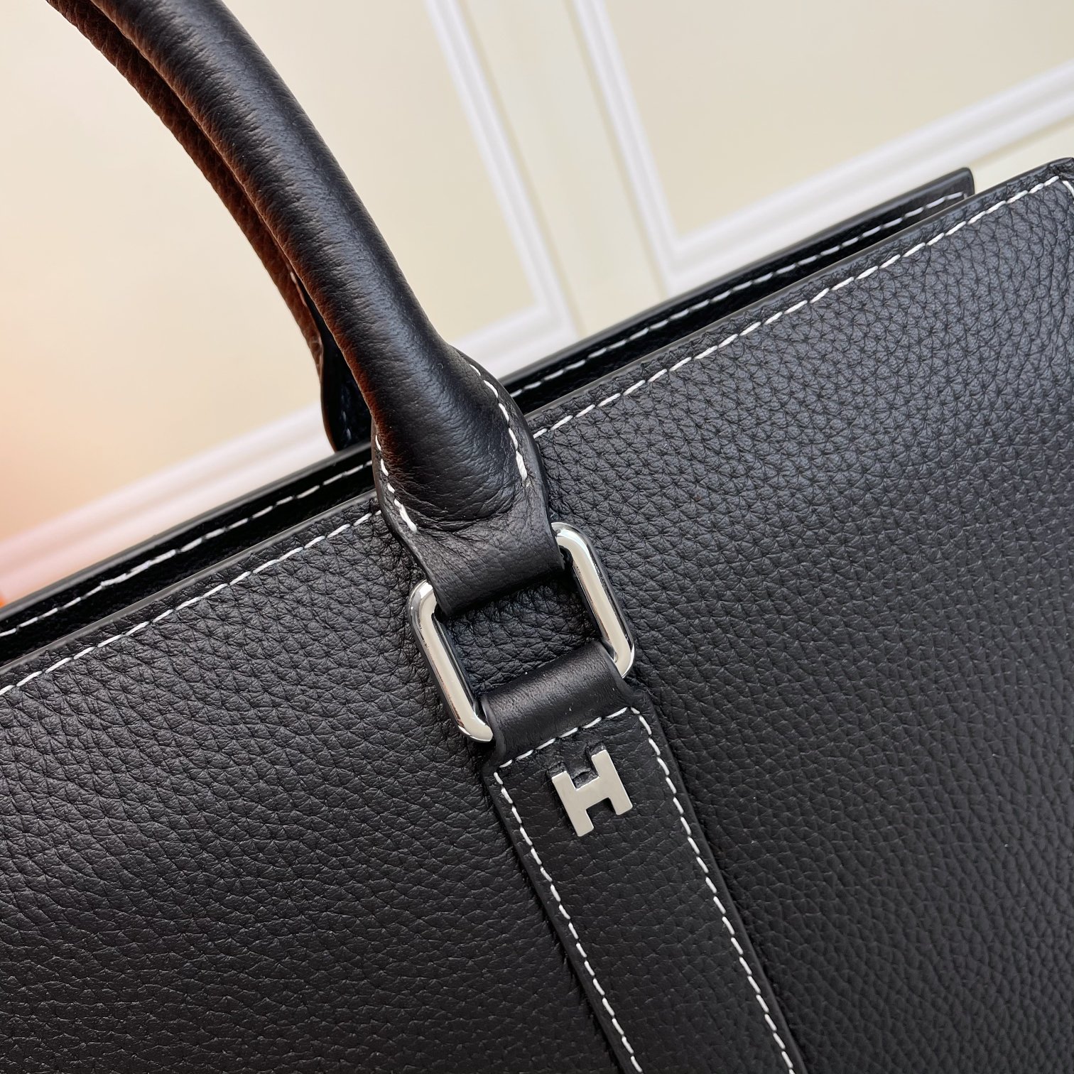 Hermes Men's Leather Briefcase Handbag, Top-Quality Italian Leather, Black, 38x7x29 4 a1608534640880 0170