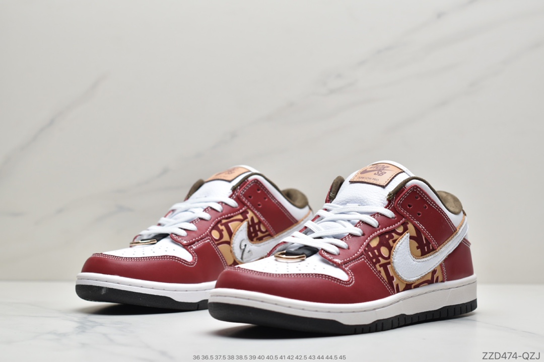 250 公司级耐克Nike SB Dunk Low x Dior 迪奥提花联名 扣篮系列复古低帮休闲运动滑板板鞋BQ6817-002