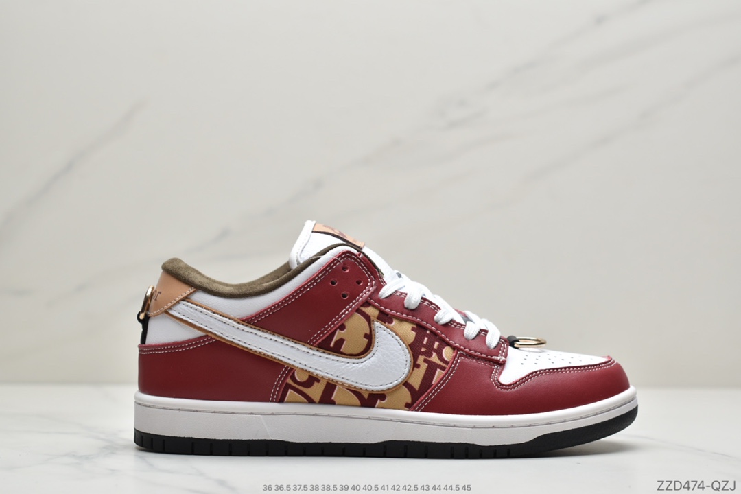 250 公司级耐克Nike SB Dunk Low x Dior 迪奥提花联名 扣篮系列复古低帮休闲运动滑板板鞋BQ6817-002