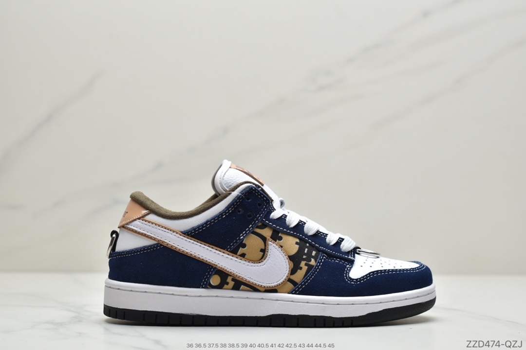 250 公司级耐克Nike SB Dunk Low x Dior 迪奥提花联名 扣篮系列复古低帮休闲运动滑板板鞋BQ6817-002