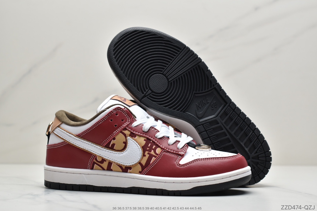 250 公司级耐克Nike SB Dunk Low x Dior 迪奥提花联名 扣篮系列复古低帮休闲运动滑板板鞋BQ6817-002