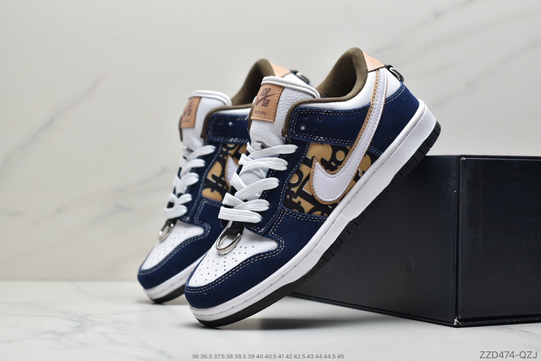250 公司级耐克Nike SB Dunk Low x Dior 迪奥提花联名 扣篮系列复古低帮休闲运动滑板板鞋BQ6817-002