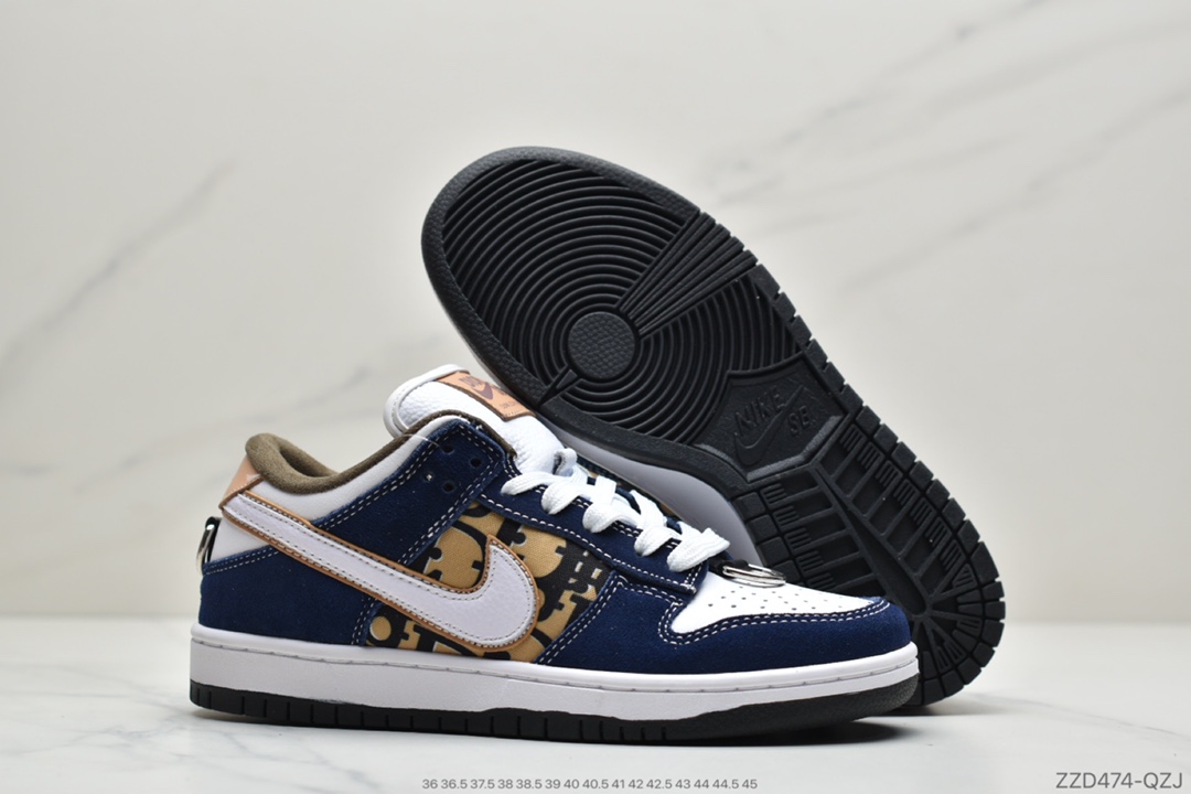 250 公司级耐克Nike SB Dunk Low x Dior 迪奥提花联名 扣篮系列复古低帮休闲运动滑板板鞋BQ6817-002