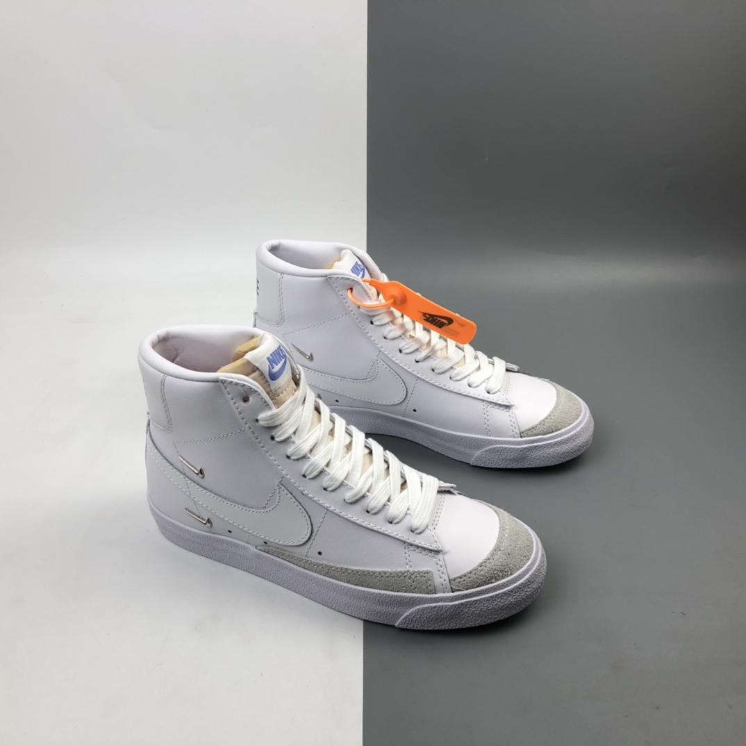 200 Nk WMNS Blazer Mid '1977 Vintage SE “Chrome Luxe” 白灰皮革银小勾 经典开拓者高帮百搭休闲运动板鞋 CZ4627-100