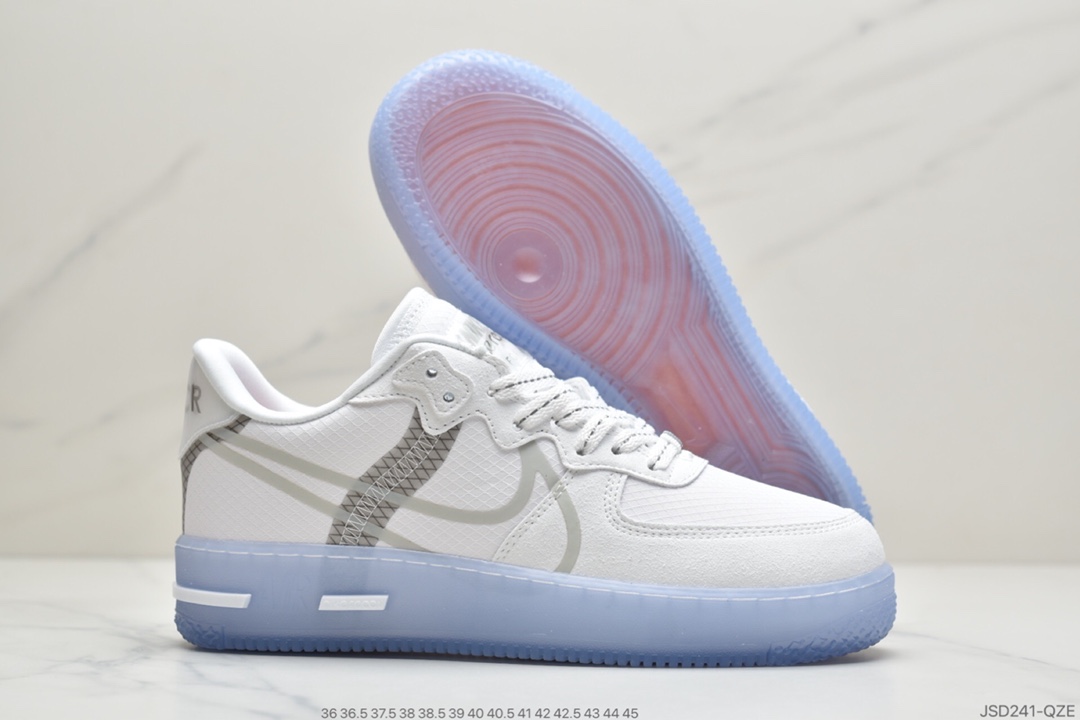 200 公司级Air Force 1 React QS Light Bone 冰块解析冰蓝空军一号 CQ8879-100