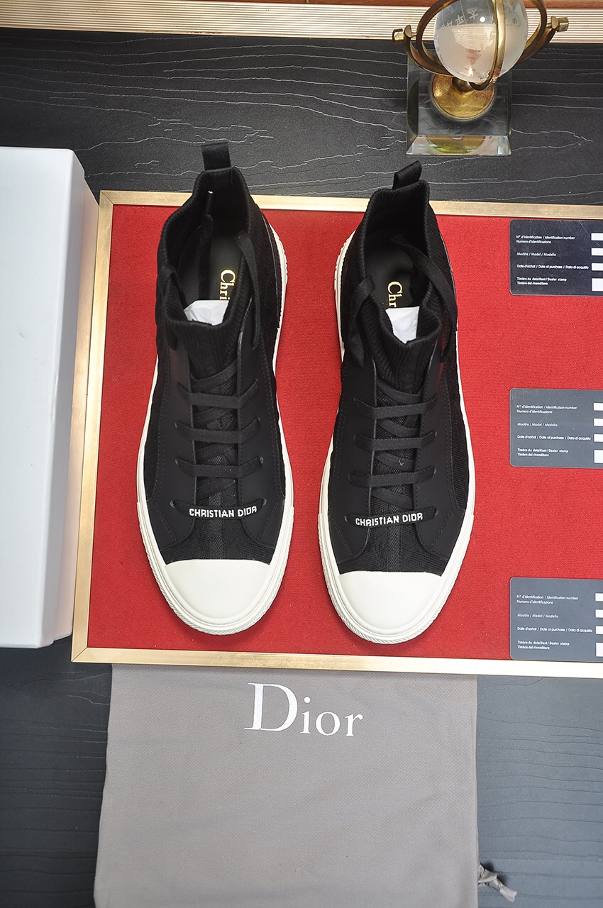 Dior Casual Shoes White Embroidery Unisex Women Men Cotton Cowhide Rubber Sheepskin Casual