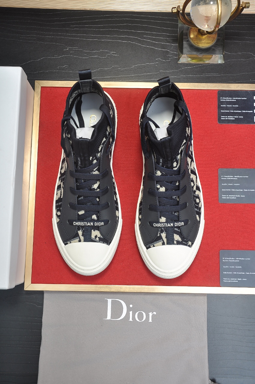 Dior Casual Shoes White Embroidery Unisex Women Men Cotton Cowhide Rubber Sheepskin Casual