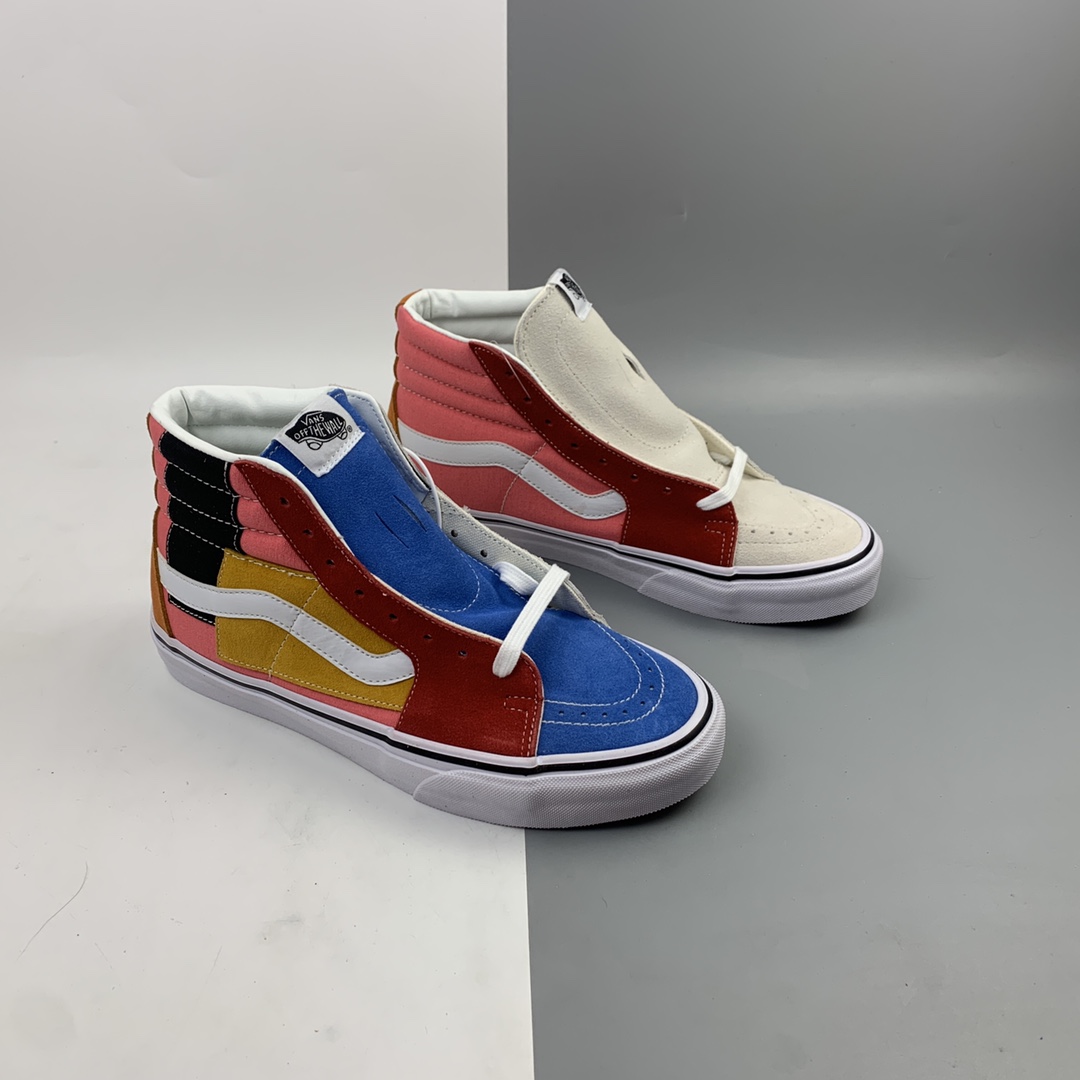 180 Vans Sk8-Hi 万斯棋盘格拼接高帮休闲板鞋 VN0A38GEVMF