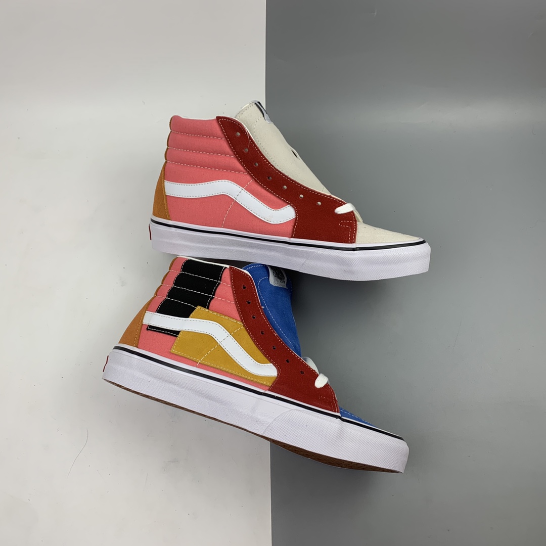 180 Vans Sk8-Hi 万斯棋盘格拼接高帮休闲板鞋 VN0A38GEVMF