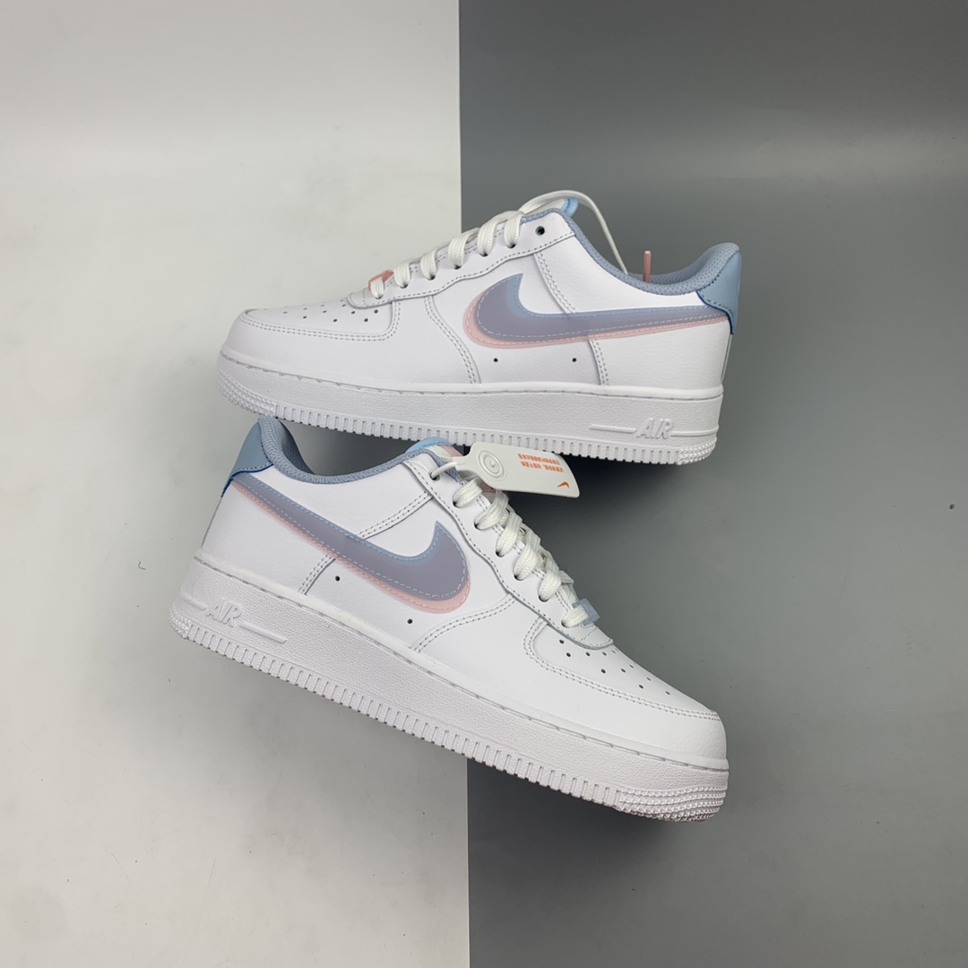 200 Nk Air Force 1 Low 空军一号低帮百搭休闲运动板鞋 白蓝粉 双勾 CW1574-100