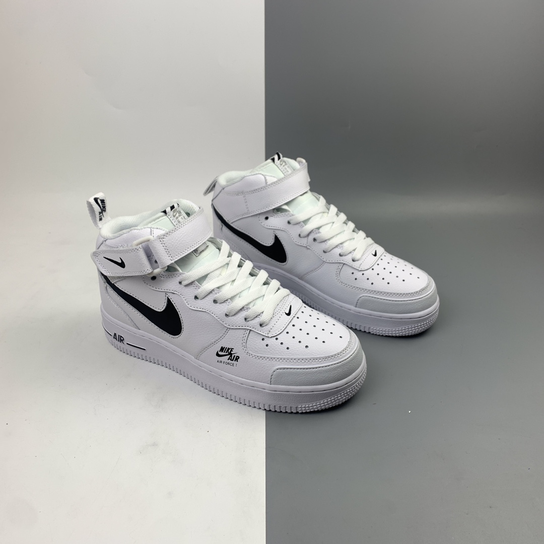 240 Nk Air Force 1 Mid Premium“Shadow grey” 空军一号全白配色侧面Logo3M反光中帮板鞋 CV3039-108