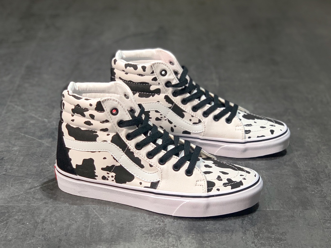 160 Vans Sk8-Hi 奶牛涂鸦  高帮复古帆布休闲硫化板鞋 VN0A4OE5NOQ