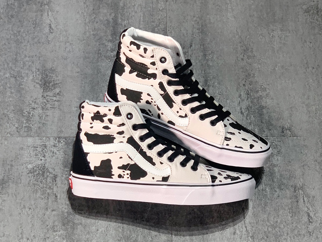 160 Vans Sk8-Hi 奶牛涂鸦  高帮复古帆布休闲硫化板鞋 VN0A4OE5NOQ