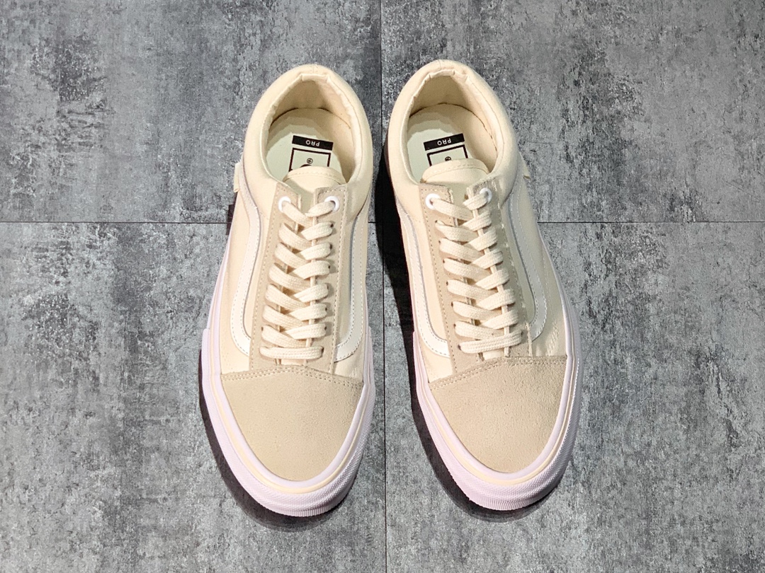 130 Vans Old Skool 复古米白  反毛皮拼接 帆布休闲硫化鞋