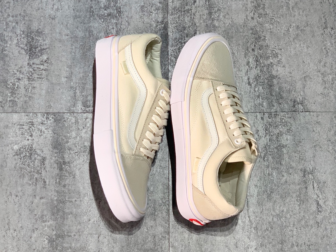 130 Vans Old Skool 复古米白  反毛皮拼接 帆布休闲硫化鞋