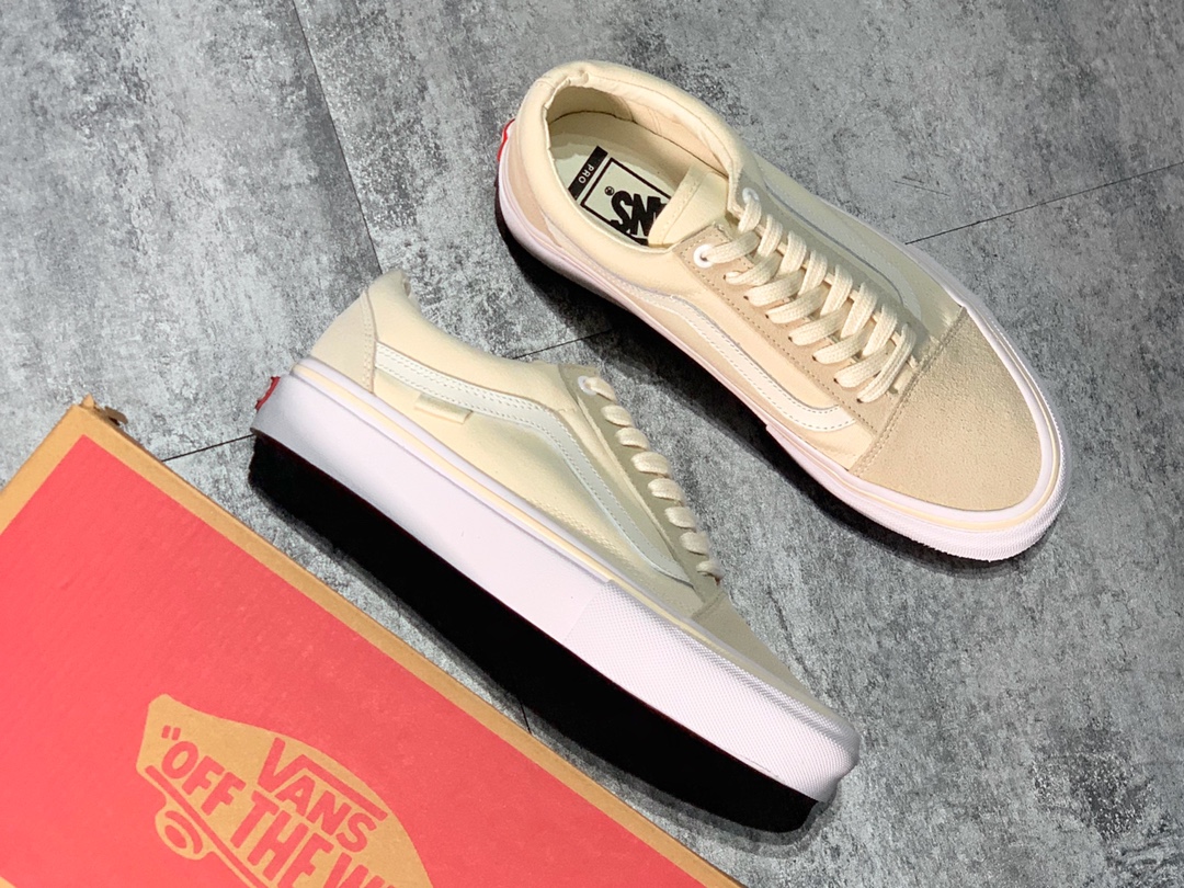130 Vans Old Skool 复古米白  反毛皮拼接 帆布休闲硫化鞋