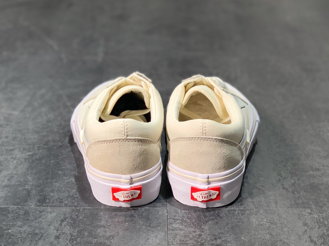 130 Vans Old Skool 复古米白  反毛皮拼接 帆布休闲硫化鞋