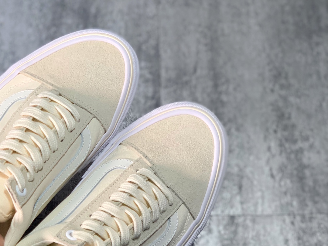 130 Vans Old Skool 复古米白  反毛皮拼接 帆布休闲硫化鞋