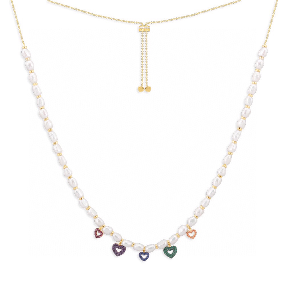 💰165 高品质❗Apm monaco 彩钻爱心珍珠项链！FUN CRAZY LOVE系列，采用仲夏的珠宝搭配，强调色彩组合，风格碰撞，层次叠戴，打造更加个性，时尚的萌趣炫酷夏日主题风格！