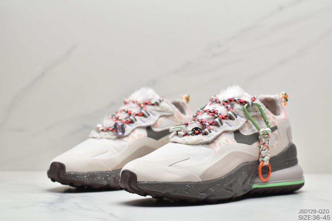 200 Nike Air Max 270 React SE”Light Grey/Wood Brown”270瑞亚赛车系列后半掌气垫百搭运动慢跑鞋“浅灰木褐棕钻石绒毛”DC3277-181
