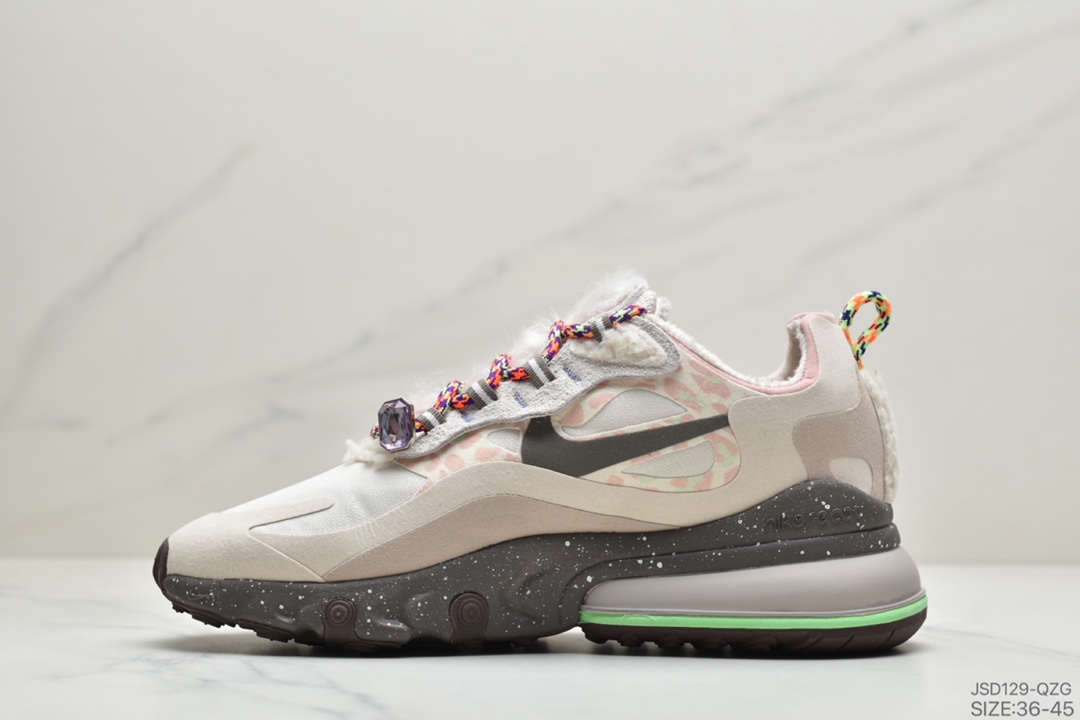 200 Nike Air Max 270 React SE”Light Grey/Wood Brown”270瑞亚赛车系列后半掌气垫百搭运动慢跑鞋“浅灰木褐棕钻石绒毛”DC3277-181