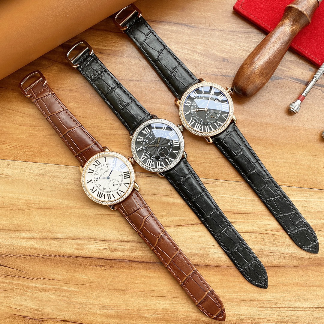 Cartier 男性用全自動機械腕時計 - 高貴で優雅なデザイン