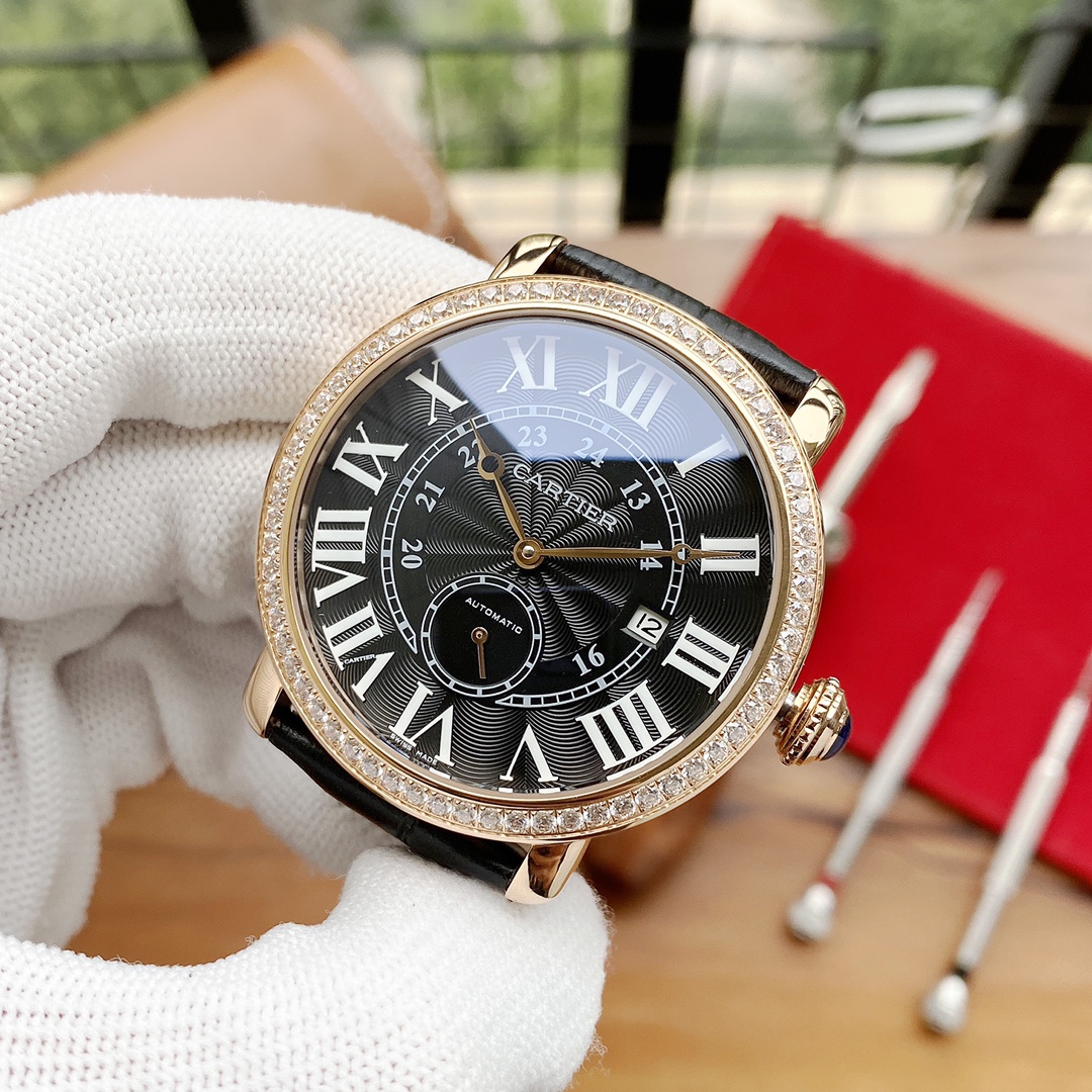 Cartier 男性用全自動機械腕時計 - 高貴で優雅なデザイン