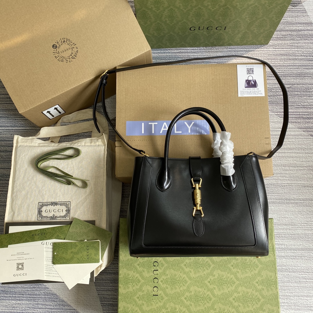 GUCCI Jackie 1961 тоўт-сумка сярэдняга памеру, поўная скура, push-lock зашпілька, здымны рамень, зялёная ўпакоўка ад бутіка