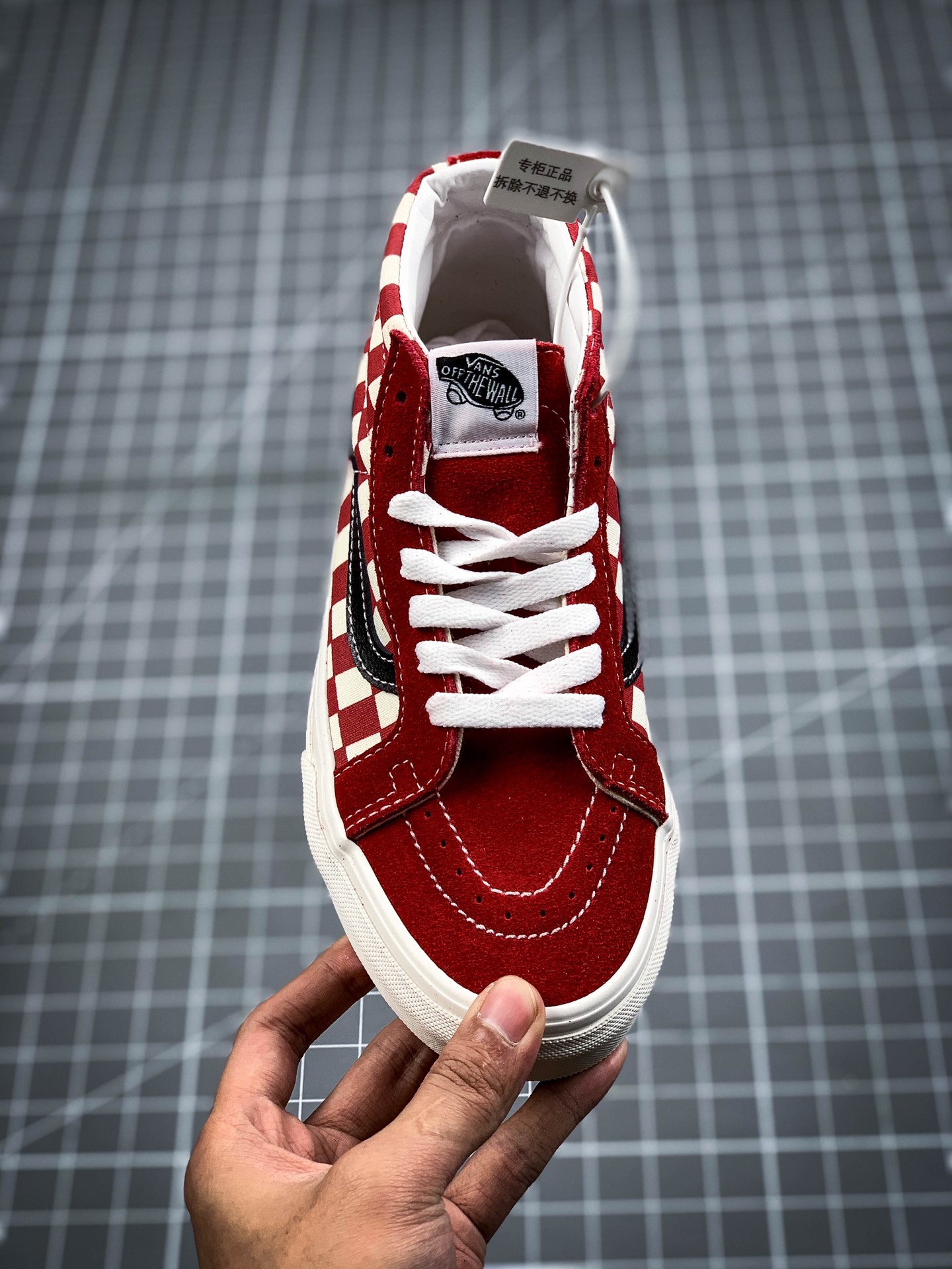 160  Vans Sk8-Hi Vlt Lx 大格子棋盘格皮面拼接高帮板鞋 VN0A4U3C2P9