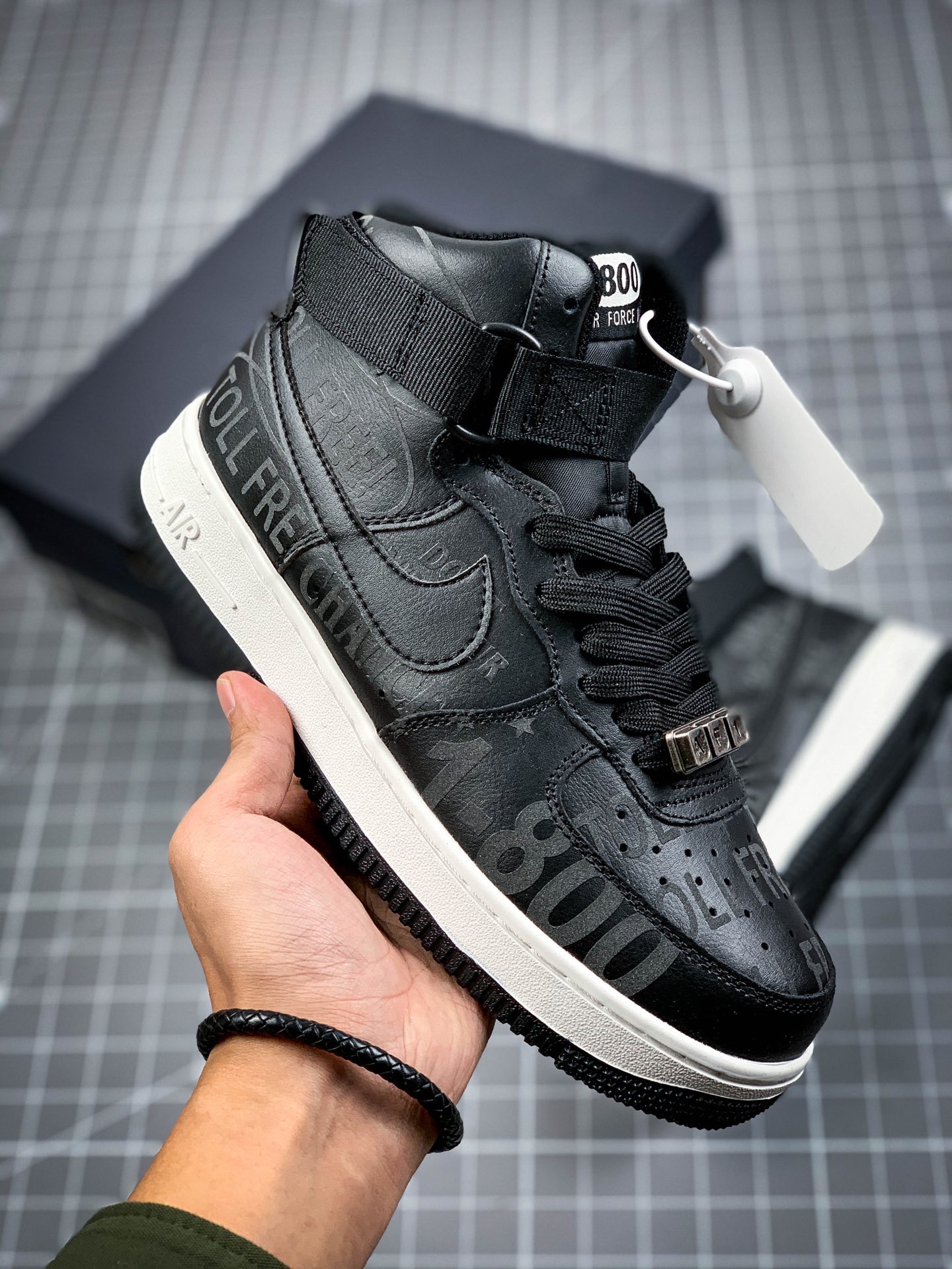 220 Nike Air Force 1 High’07 LV8 Premium “Toll Free” 黑灰3M 空军一号中帮百搭休闲运动板鞋 CU1414-001