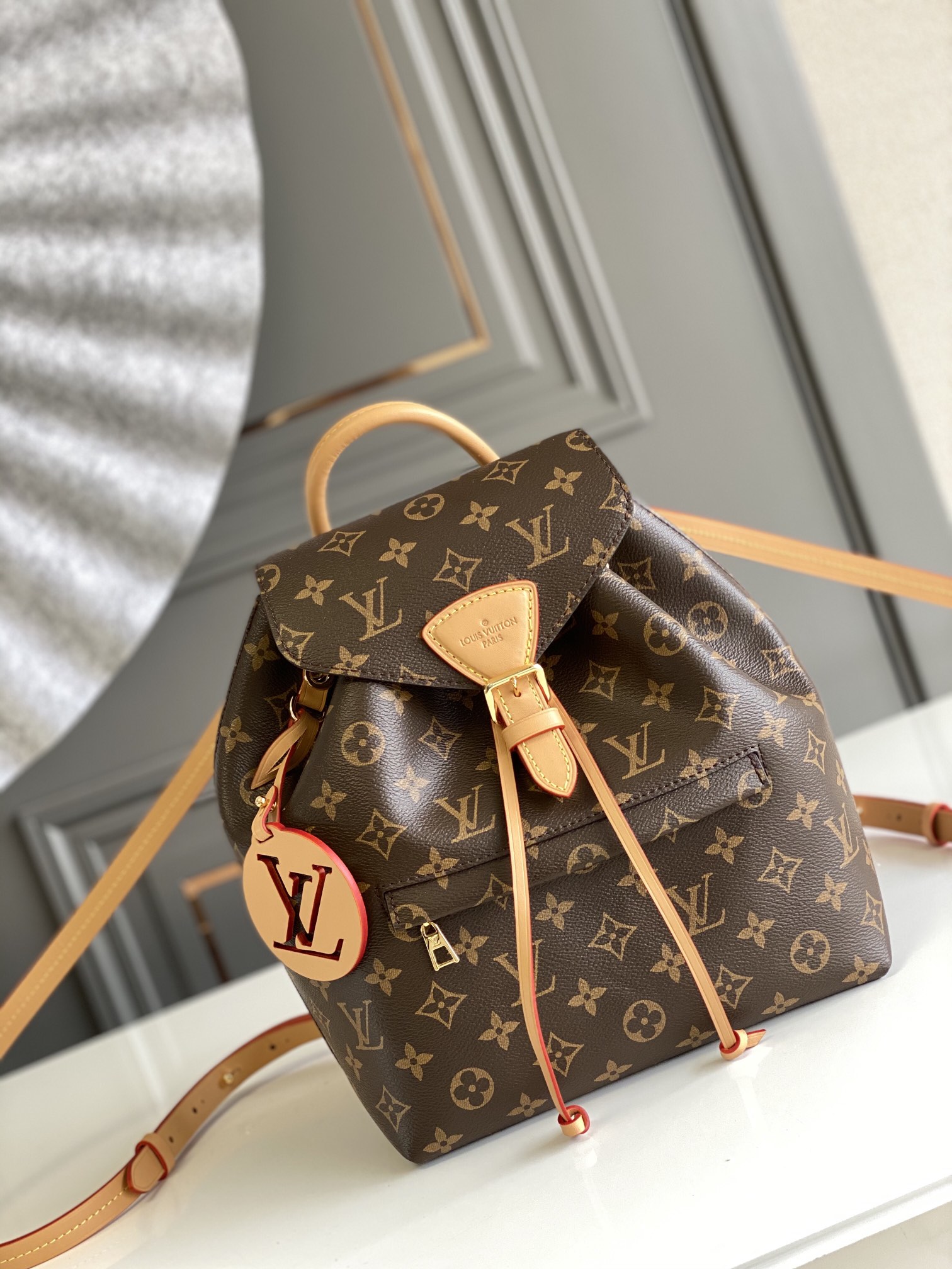 Louis Vuitton LV Montsouris Bags Backpack Vintage Gold Empreinte​ Cowhide M455011994
