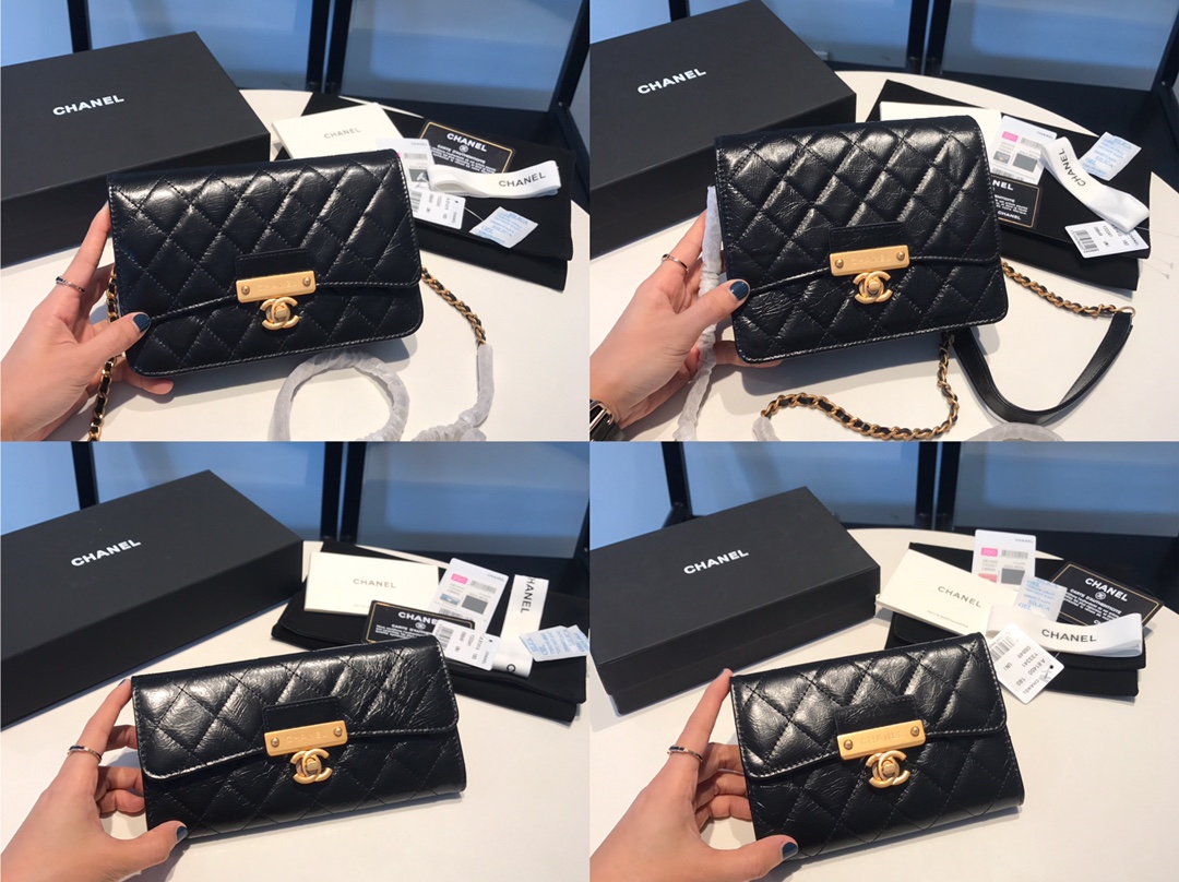 Buy Chanel's latest imported oil wax cowhide series retro metal locks in stock