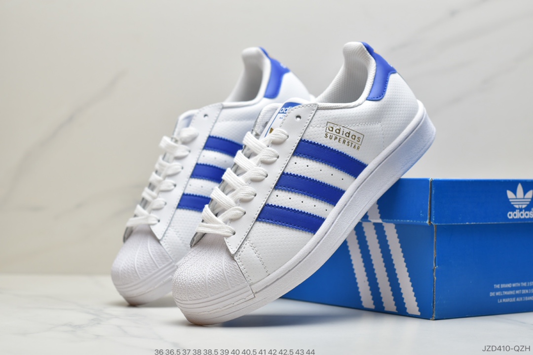 140 adidas三叶草 Originals Superstar 白蓝 贝壳头经典百搭休闲运动板鞋FX2724