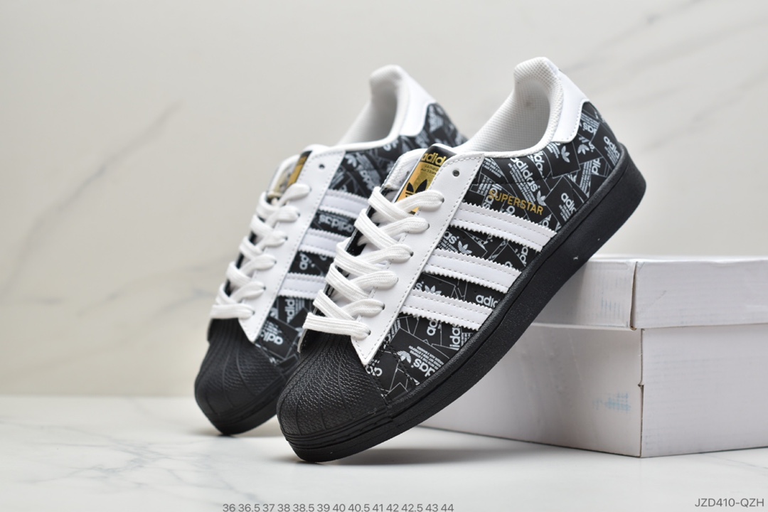 140 adidas三叶草 Originals Superstar 白蓝 贝壳头经典百搭休闲运动板鞋FX2724