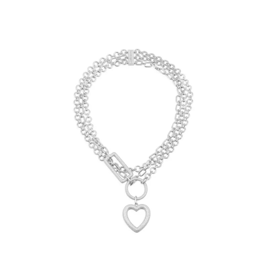 💰335 高品质 apm monaco新款几何爱心多层粗环银色项链！全新ECLAT系列，启发自不同寻常的节日献礼，一系列不对称线条，矩形及八角星，在形状和链条上营造大气而独特的视觉，满满高级感～