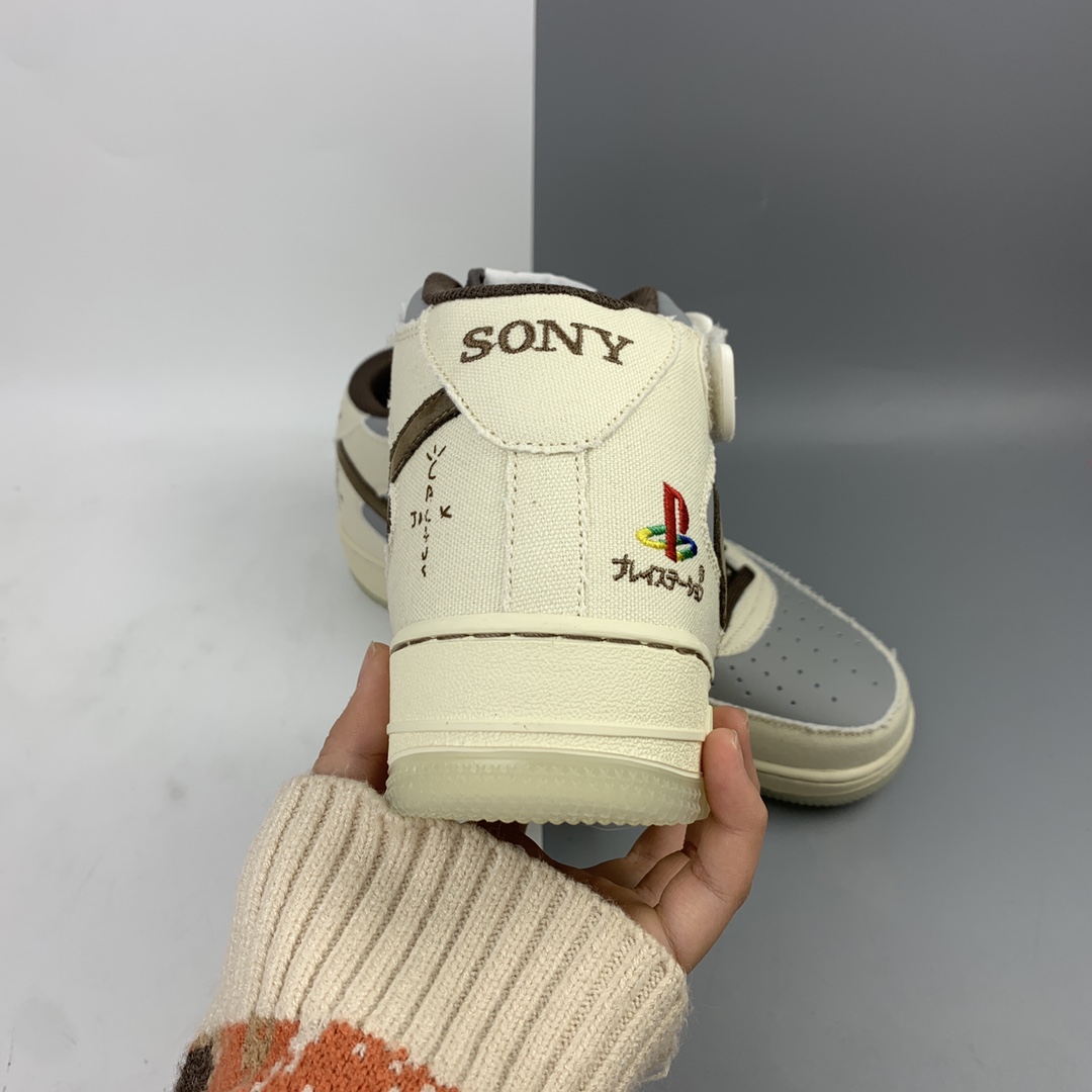 300  Travis Scott x Playstation x Nk  Air Force 1 Mid 倒勾夜光 空军一号中帮百搭休闲运动板鞋 BQ5828-202