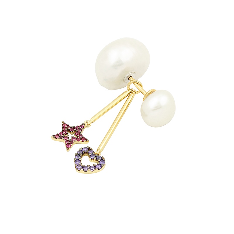 💰75 高品质❗Apm monaco 彩钻心星大小珍珠耳钉！FUN CRAZY LOVE系列新品采用仲夏的珠宝搭配，强调色彩组合，风格碰撞，层次叠戴，打造更加个性，时尚的萌趣炫酷夏日主题风格！