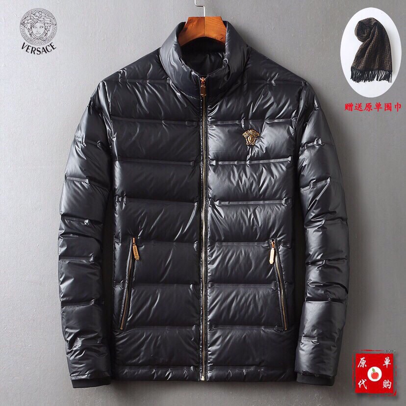 Versace Clothing Down Jacket White Down Polyester Duck Winter Collection Fashion