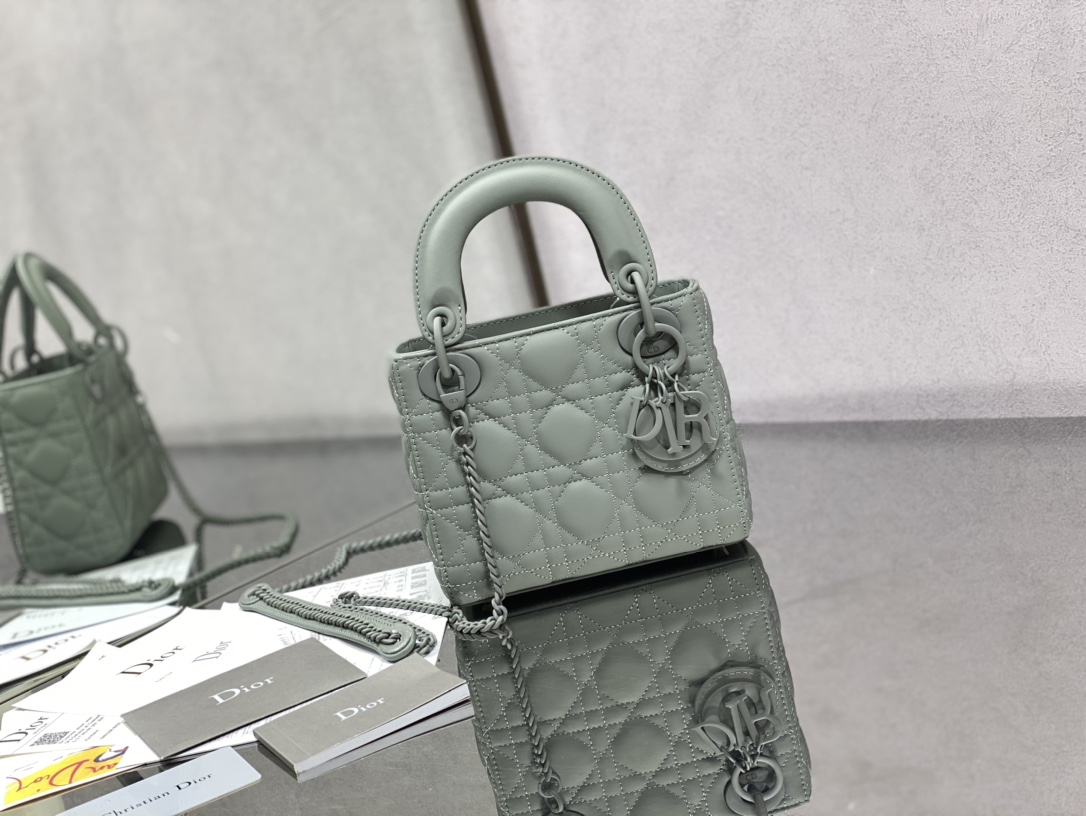 Dior Lady Handbags Crossbody & Shoulder Bags Grey Stone Gray Frosted Sheepskin Casual