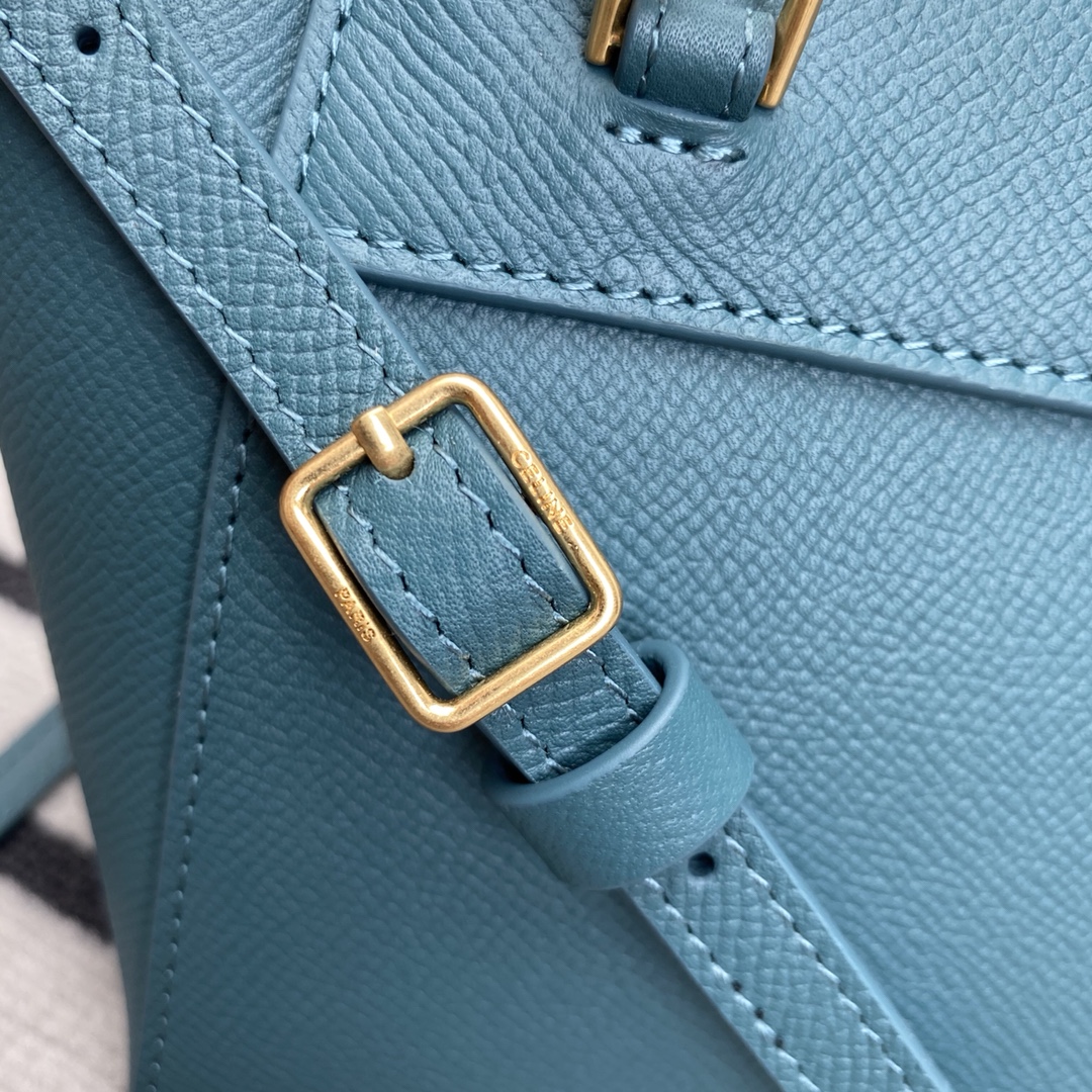 Belf PICO普鲁士蓝掌纹，迷你粒面小牛皮手袋，尺寸21 X 16 X 8厘米，牛皮革，衬里 : 牛