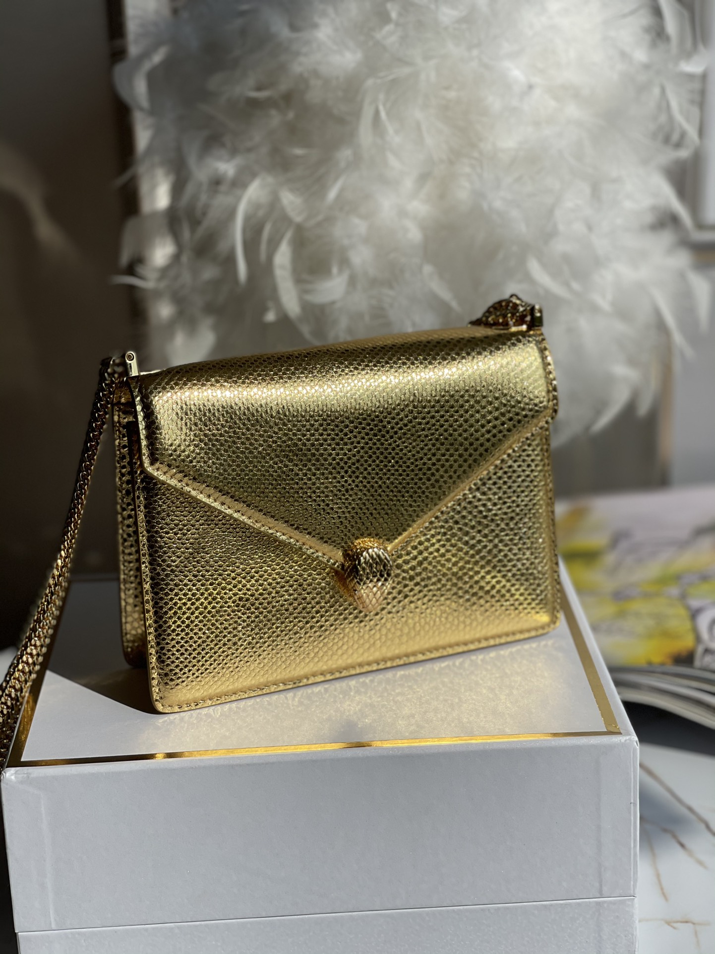 BVLGARI宝格丽Serpenti Forever系列限量款水蛇皮材质链条包290544