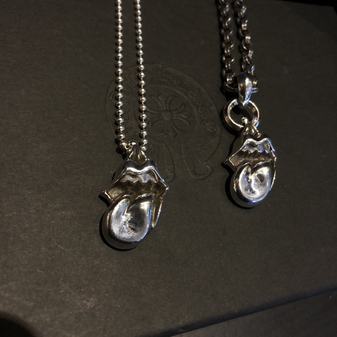 Chrome Hearts 𝐂𝐡𝐫𝐨𝐦𝐞 𝐡𝐞𝐚𝐫𝐭𝐬 克罗心 摇滚舌头项链