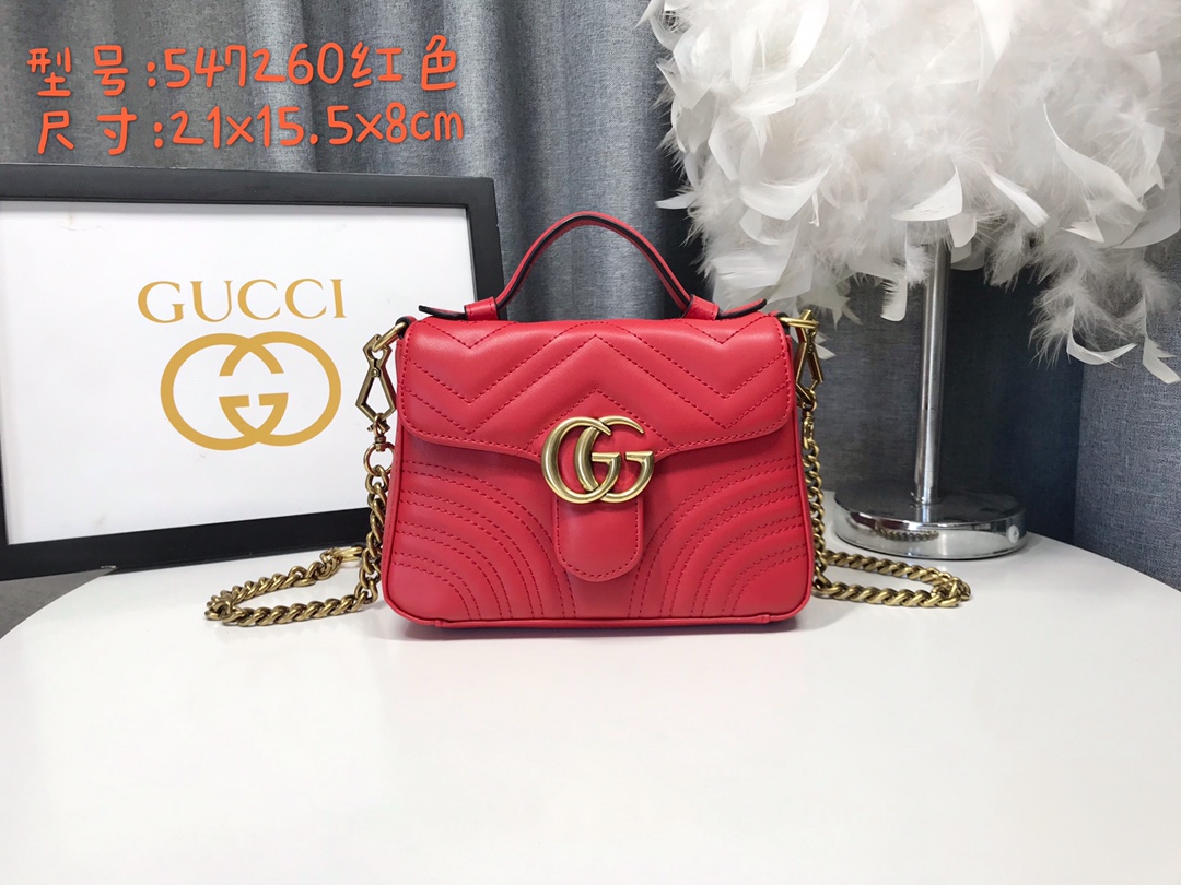 Gucci Marmont Czerwony Skóra krowia Mini