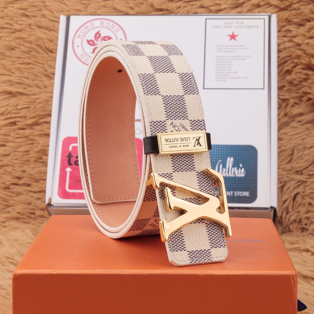 Louis Vuitton Cinturón Blanco Tejido Hebillas de acero Escarcha Fashion Casual