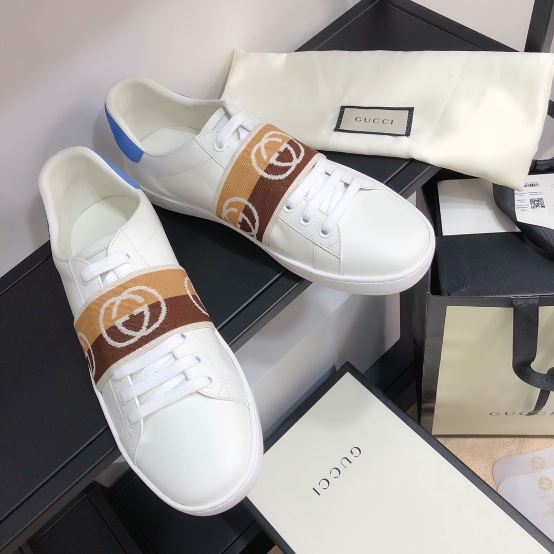 Gucci顶级版本GG情侣款小白鞋近