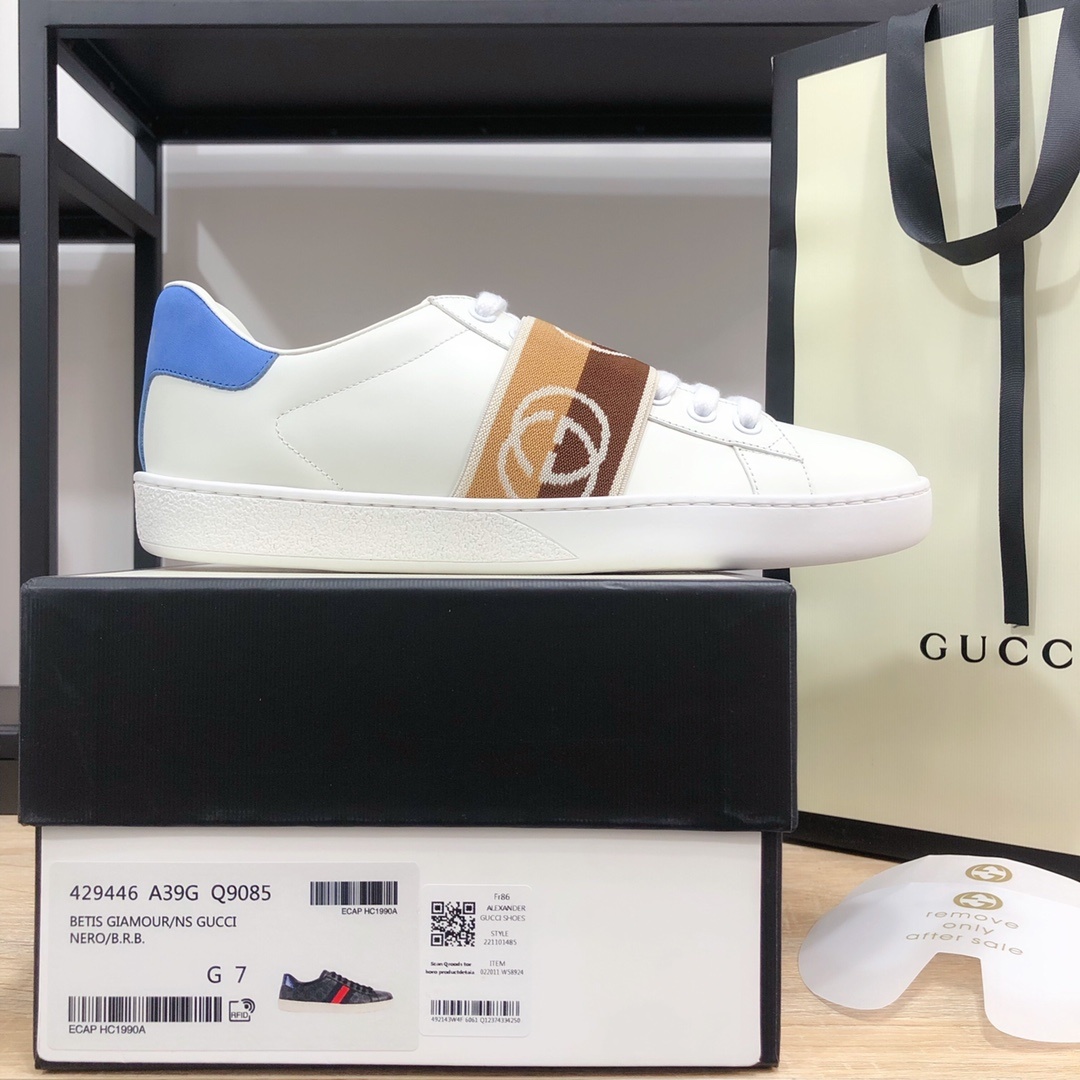 Gucci顶级版本GG情侣款小白鞋近
