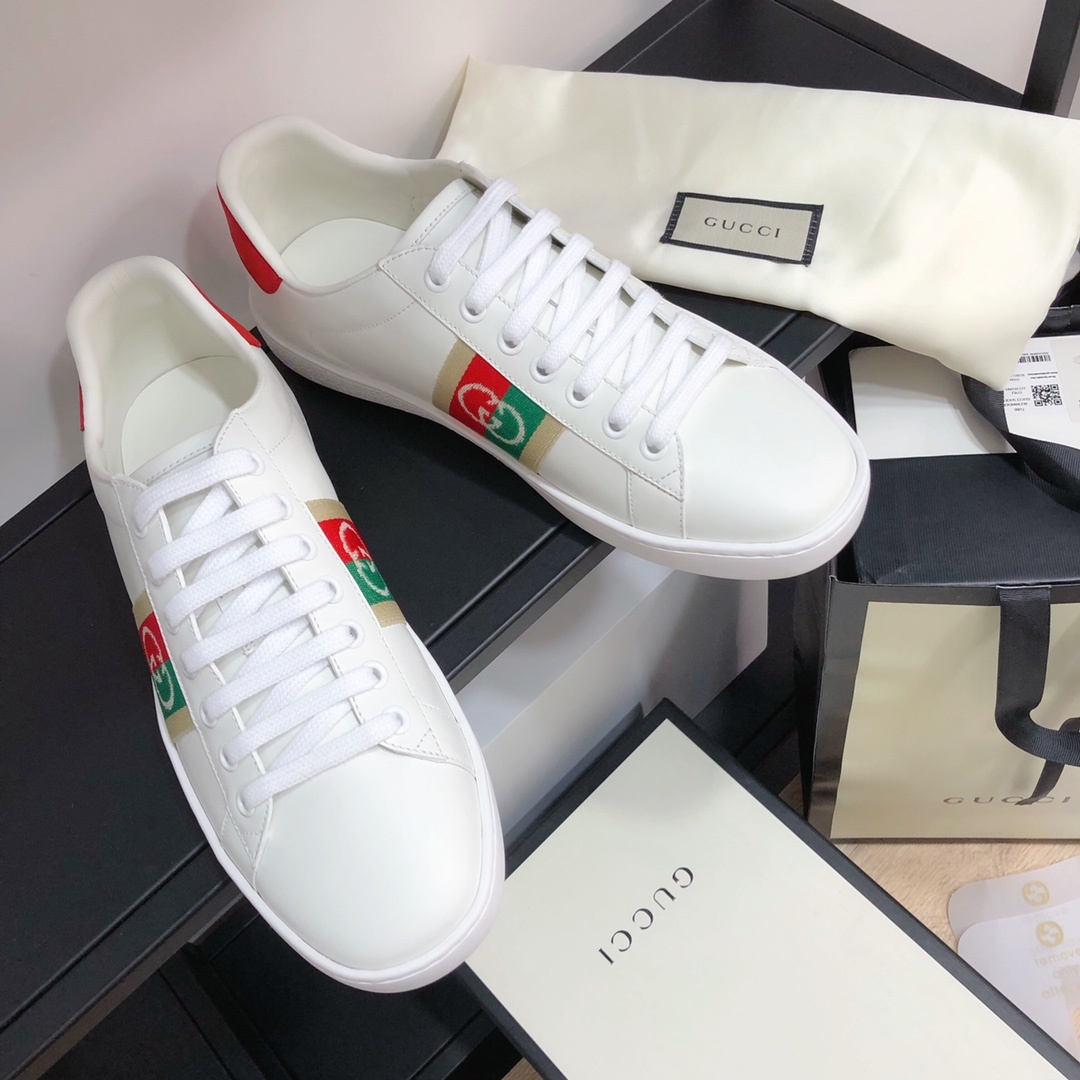 Gucci顶级版本GG情侣款小白鞋近