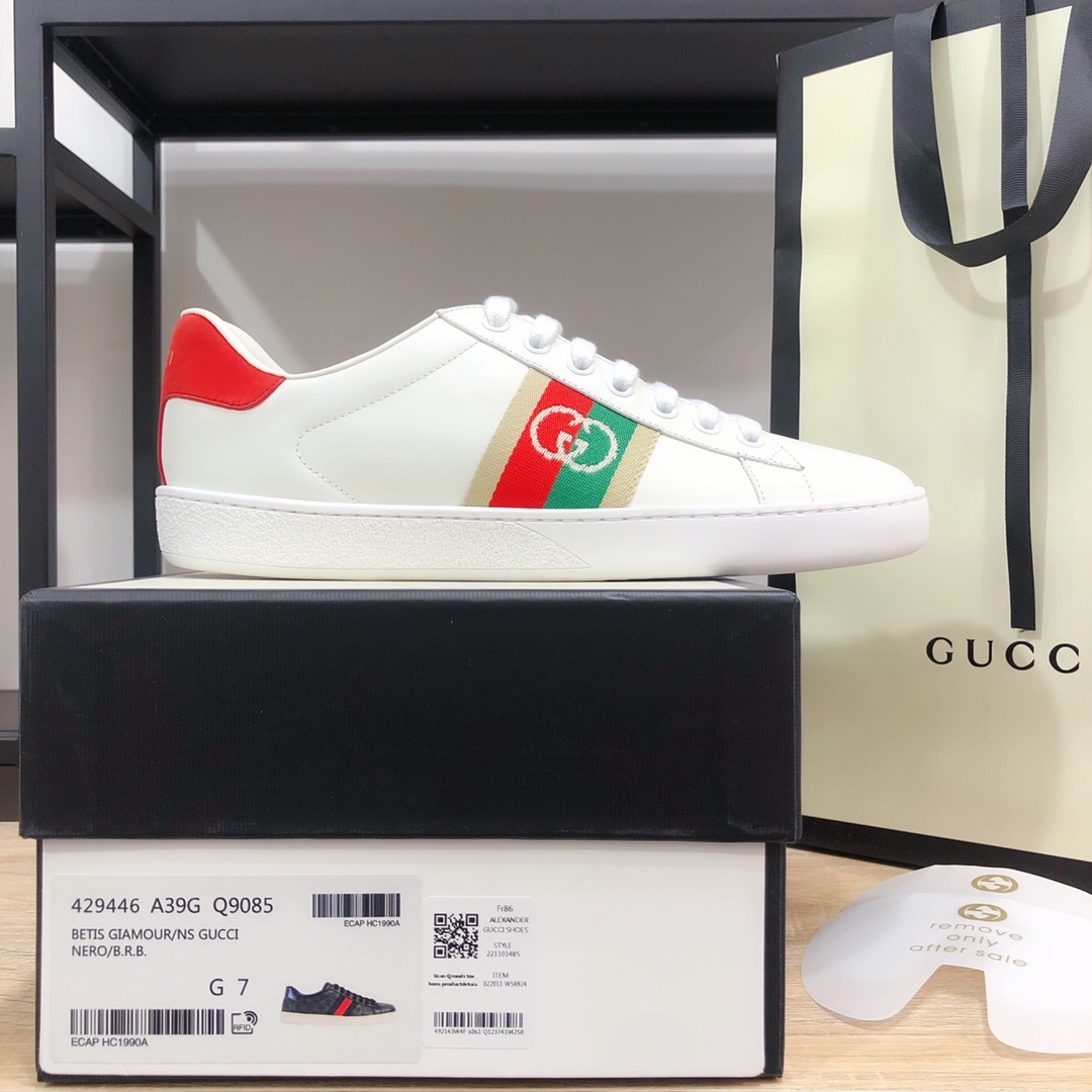 Gucci顶级版本GG情侣款小白鞋近